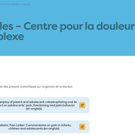 Articles - Centre pour la douleur complexe - Hôpital de Montréal pour enfants
